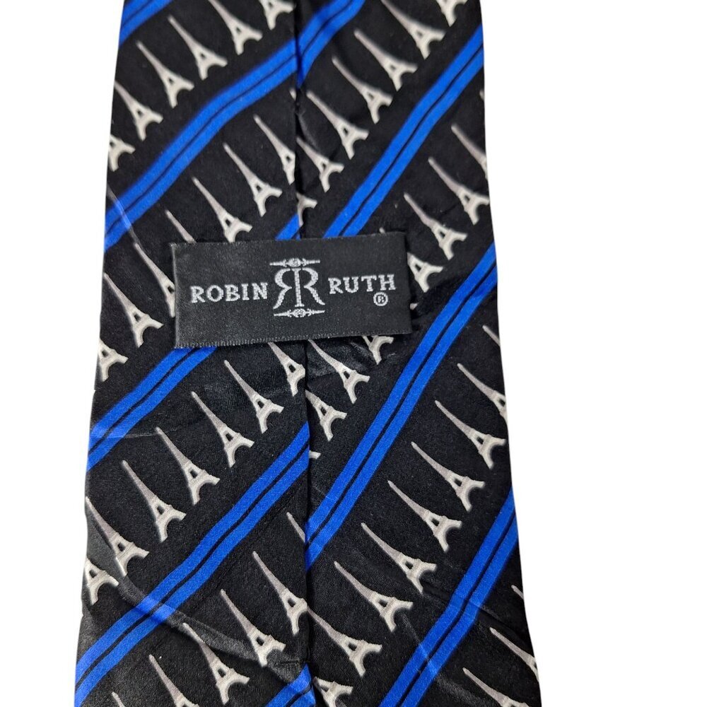Robin Ruth Eiffel Tower Print Silk Necktie - image 6